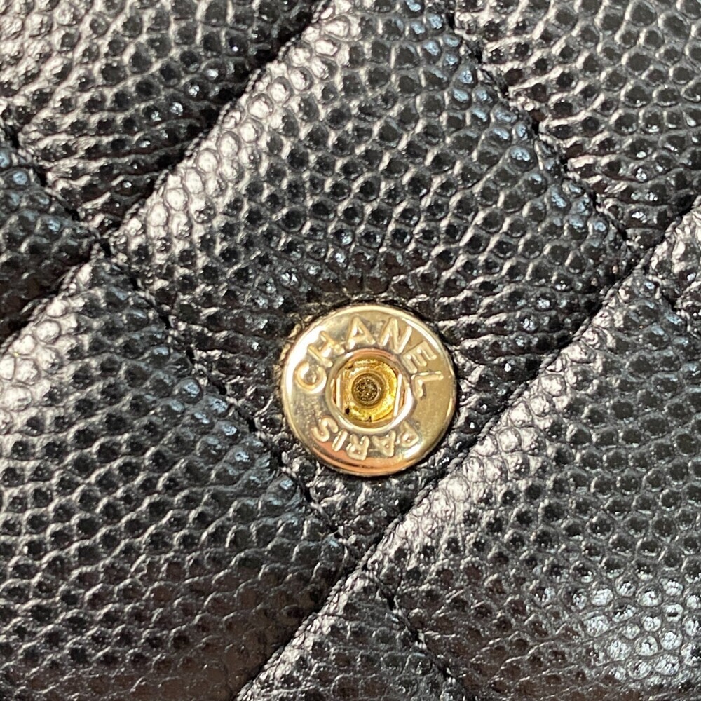 CHANEL Authentic Black Caviar Leather Logo Wallet - Picture 15 of 16